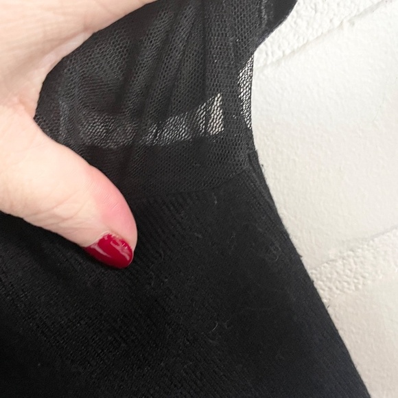 Vintage Y2K Knit Sweater Sheer mesh Burnout Velvet sleeve Damask Goth Black L - Picture 11 of 15